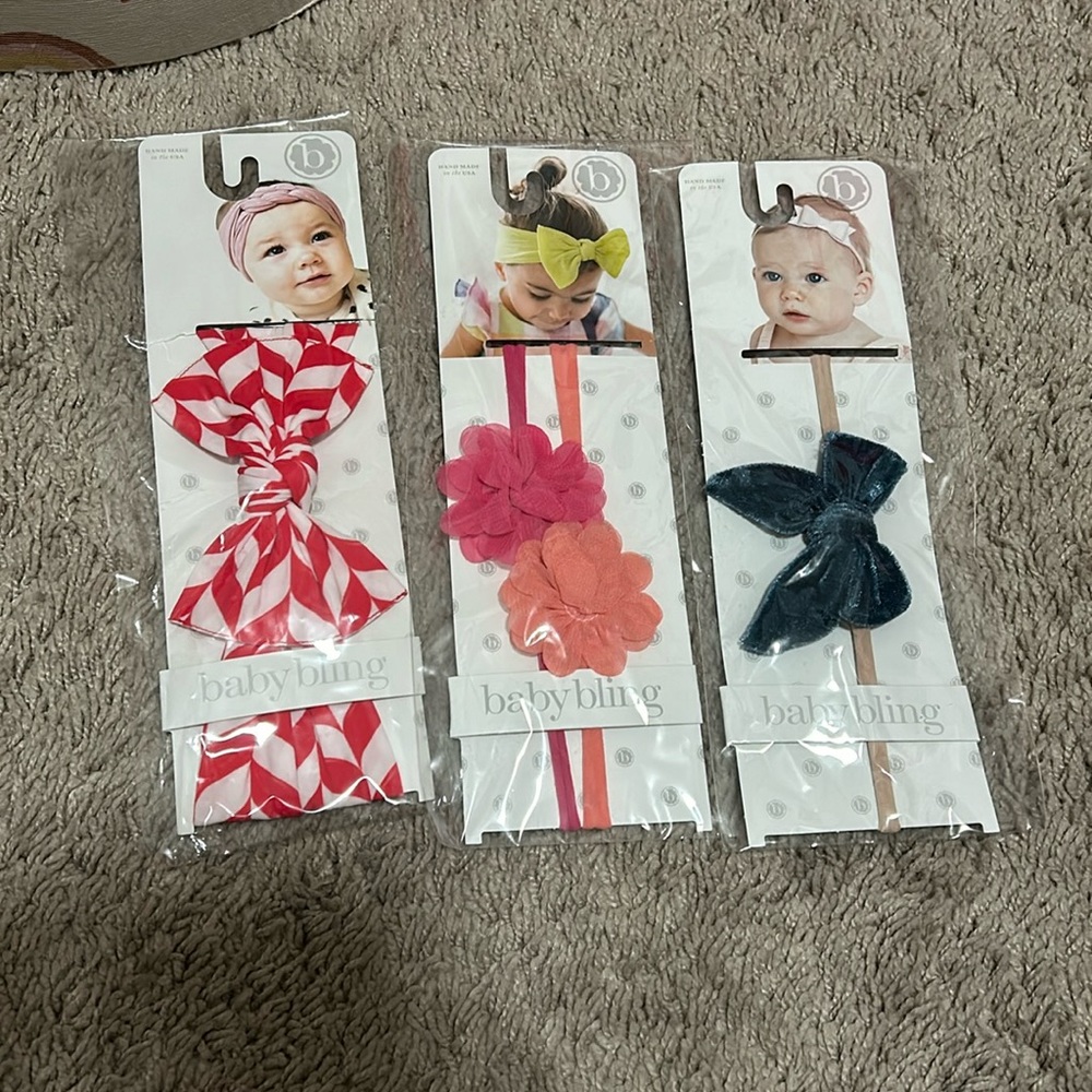NWT baby bling headbands bows - listing is for all pictured